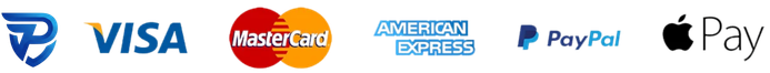 Visa, Mastercard, American Express, PayPal, Apple Pay